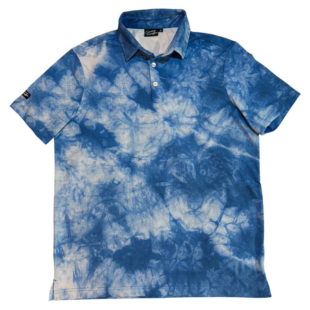 Sunday Swagger Polo Shirt Mens M Blue Tie Dye Short Sleeve Golf Performance